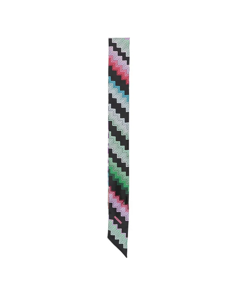 Missoni Zigzag-print Skinny Scarf Black