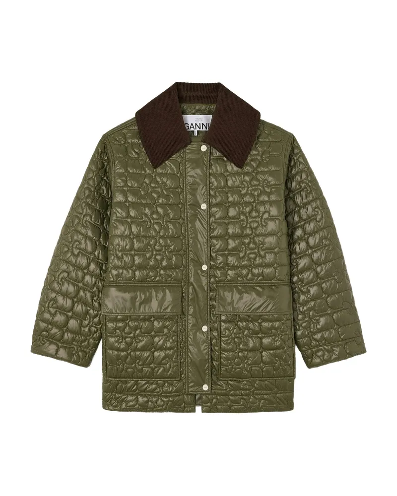 Ganni Quilted Pocket Jacket Green