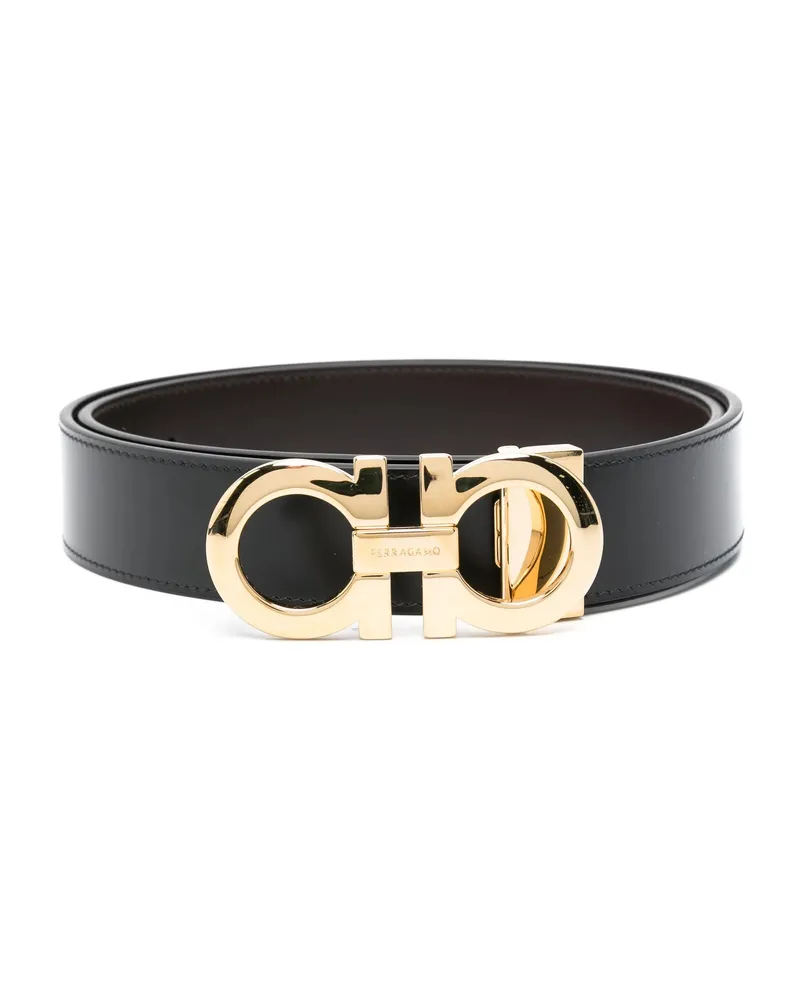 Ferragamo Gancini-buckle Leather Belt Black