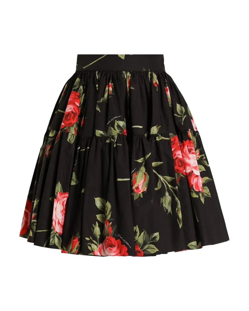 Dolce & Gabbana Tiered Floral Mini Skirt Black
