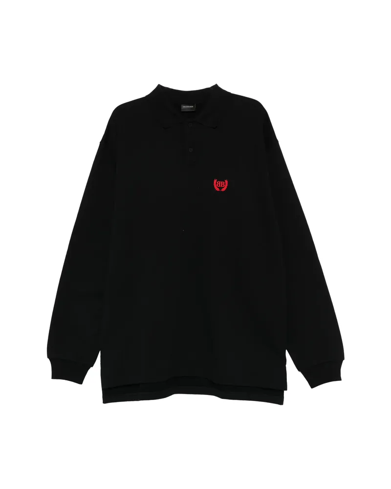 Balenciaga Long-sleeve Polo Shirt Black