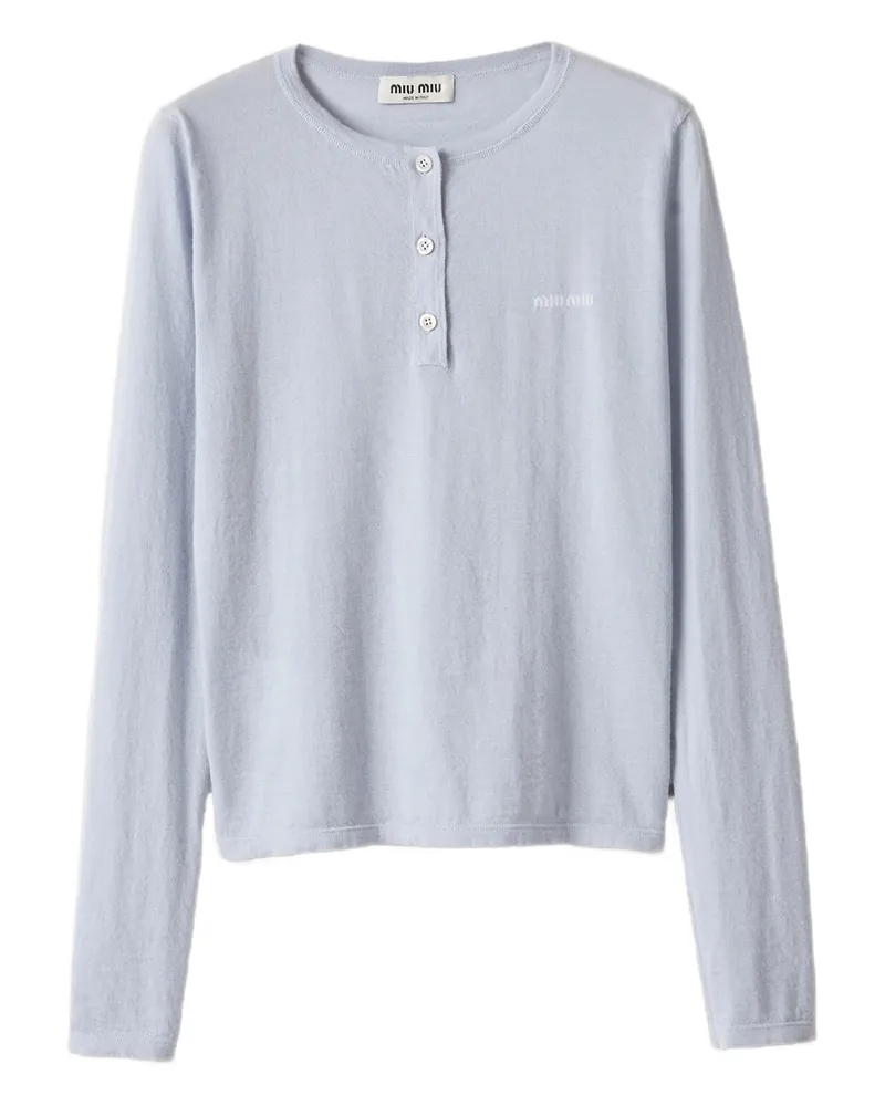 Miu Miu Henley Cashmere T-shirt Blue