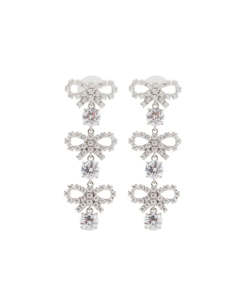 Self-Portrait Mini Bow Drop Earrings Silver