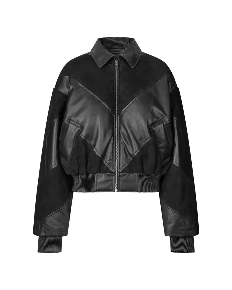 ROTATE Birger Christensen Panelled Leather Jacket Black
