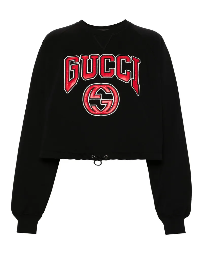 Gucci Logo-embroidered Cotton Sweatshirt Black
