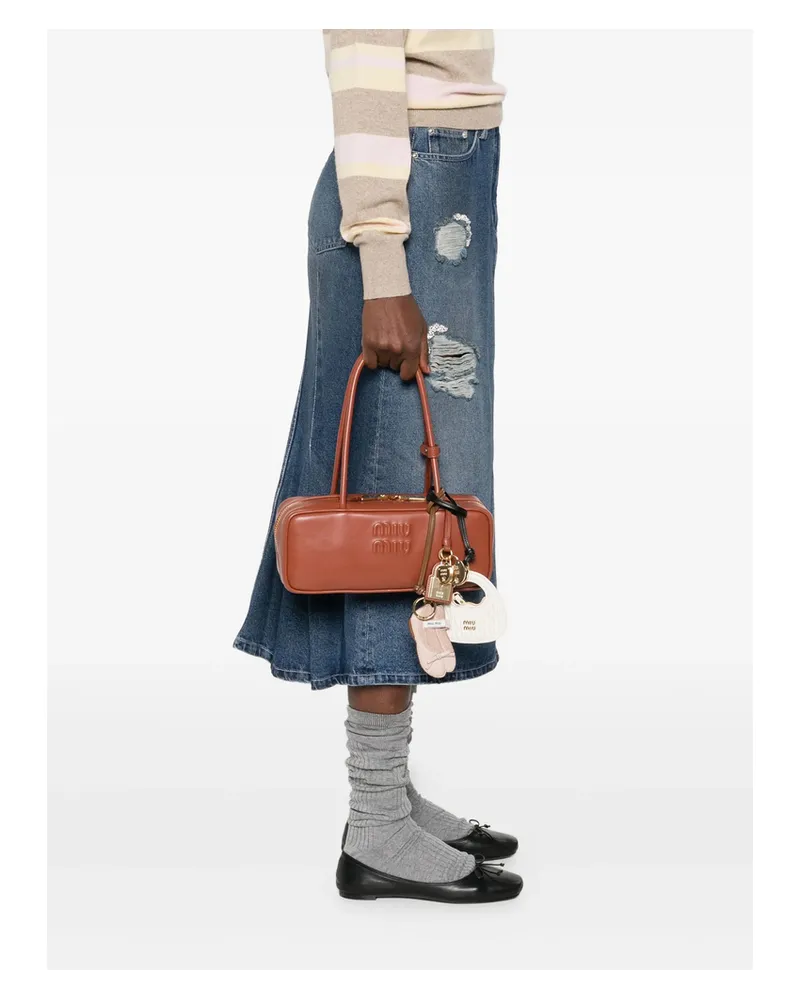 Miu Miu Beau Leather Tote Bag Brown