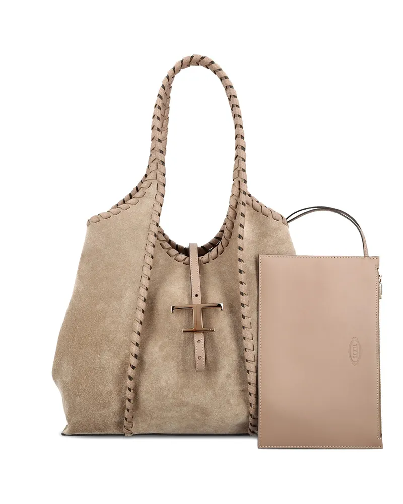 TOD'S Medium T Timeless Tote Bag Neutrals