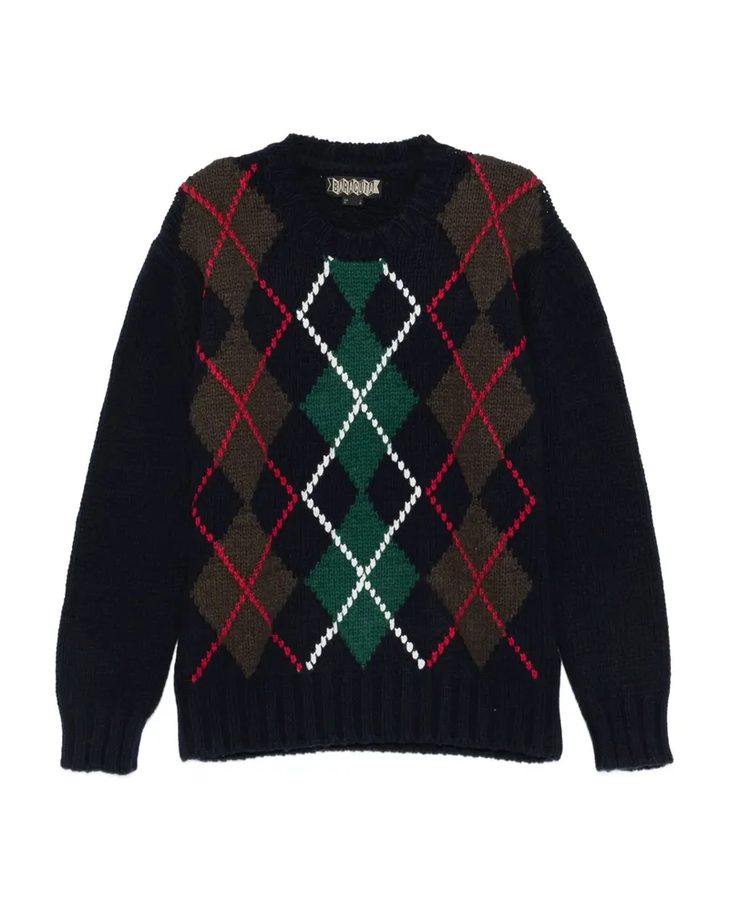 Baracuta Argyle Crewneck Sweater Blue