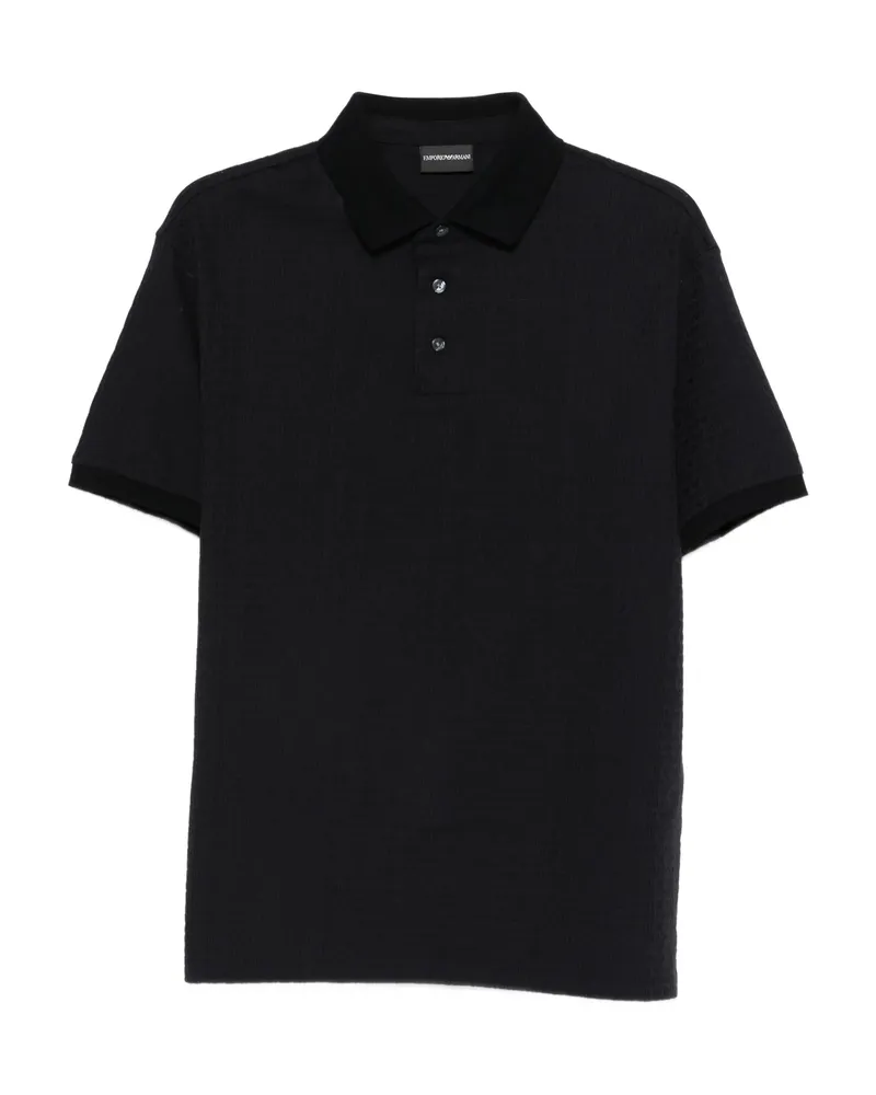 Emporio Armani Textured Polo Shirt Black