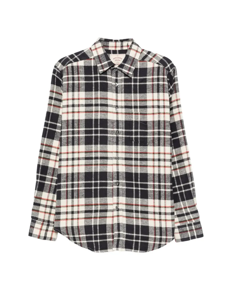 Portuguese Flannel Check-pattern Cotton Shirt Black