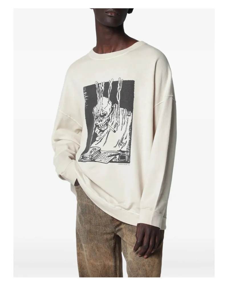 Our Legacy Slack Angry Fan Mail Print Sweatshirt Neutrals