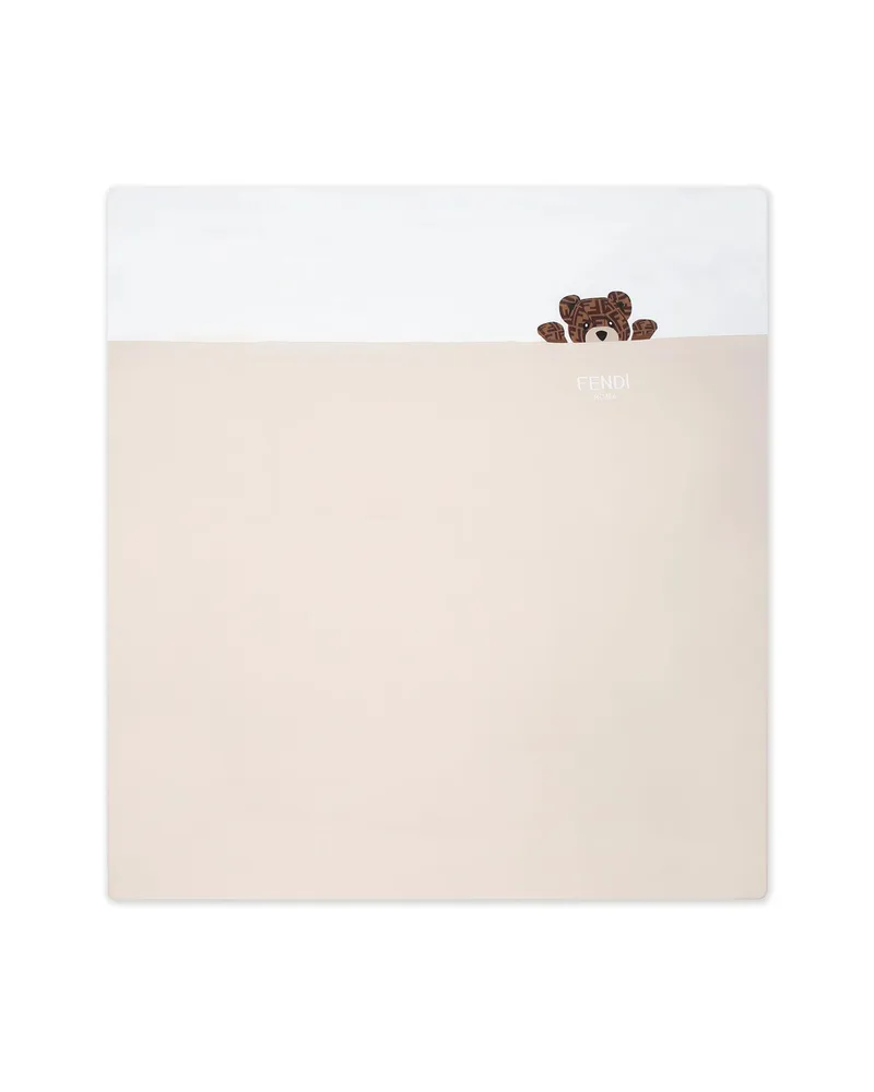 Fendi Teddy Bear-print Stretch-cotton Blanket Neutrals