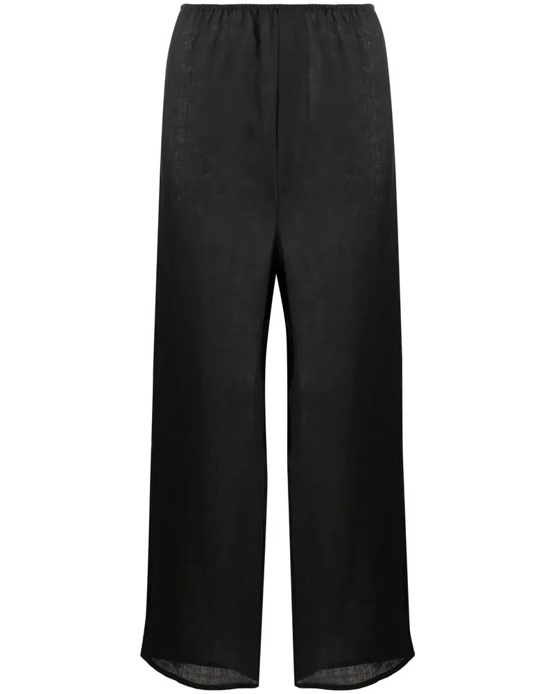 Baserange Domond Wide-leg Linen Trousers Black