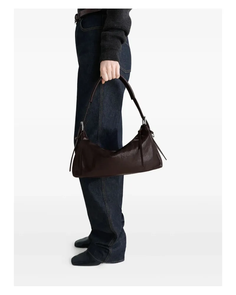 Christophe Lemaire Belted Leather Shoulder Bag Brown