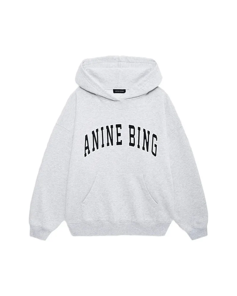 Anine Bing Harvey Logo-appliqué Hoodie Grey