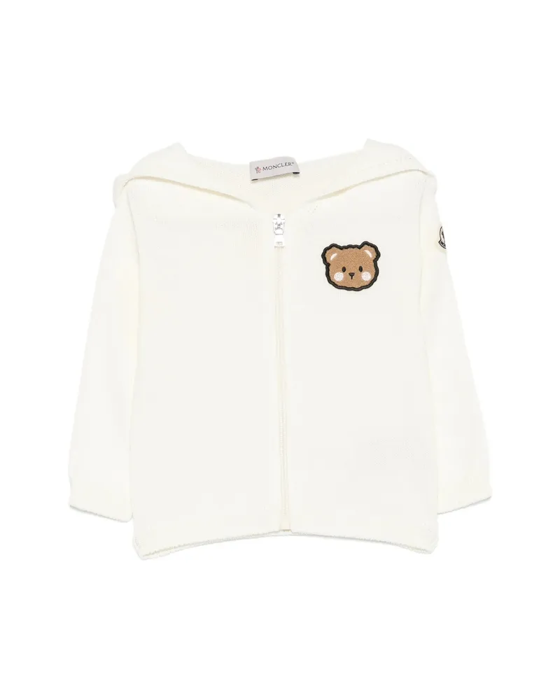 Moncler Bear-appliqué Cardigan Neutrals