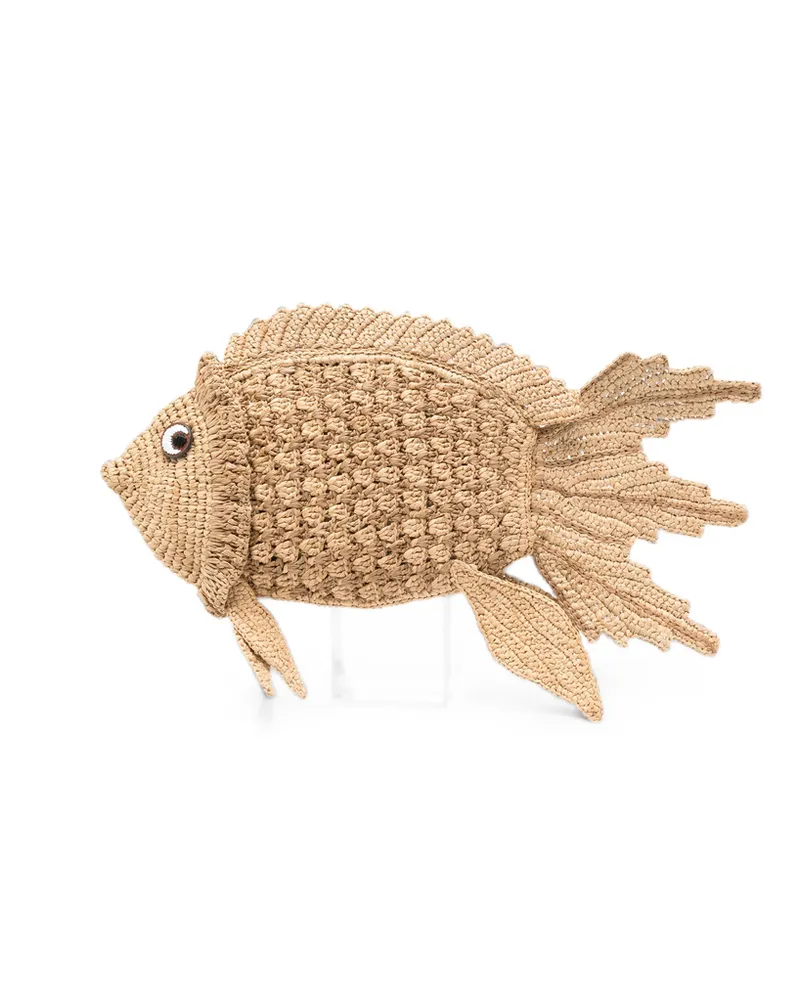 Anya Hindmarch Fish-shape Woven Clutch Bag Neutrals