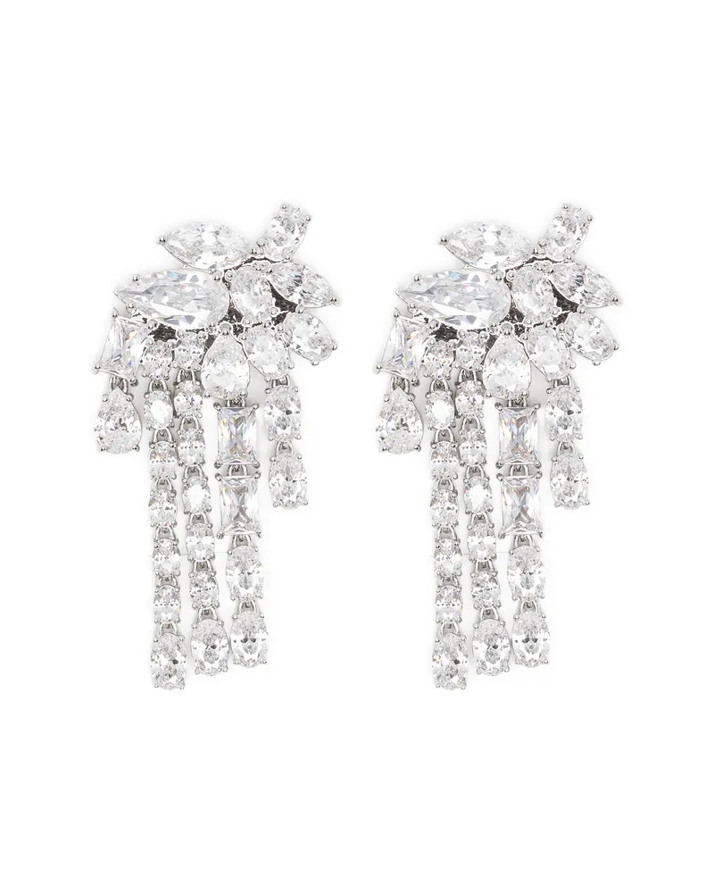 Self-Portrait Crystal-embellished Drop Earrings Silver