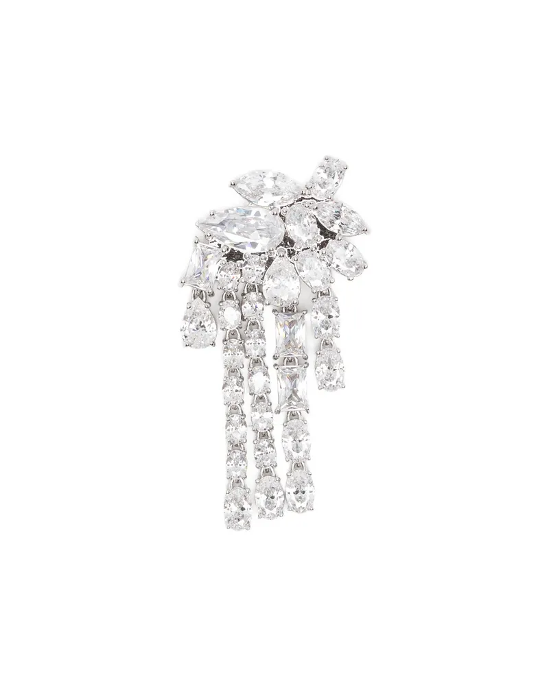 Self-Portrait Crystal-embellished Drop Earrings Silver