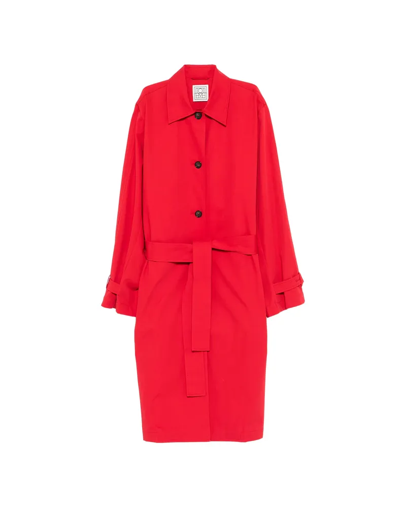 Totême Belted Button-fastening Coat Red