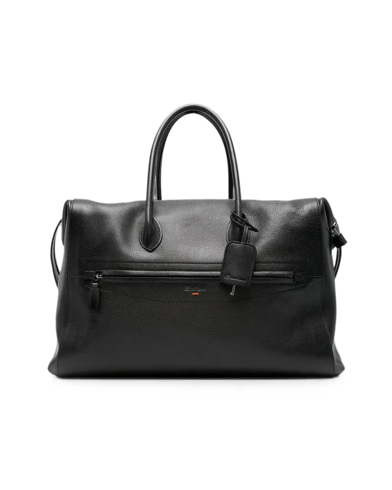 Santoni Grained-leather Holdalls Bag Black