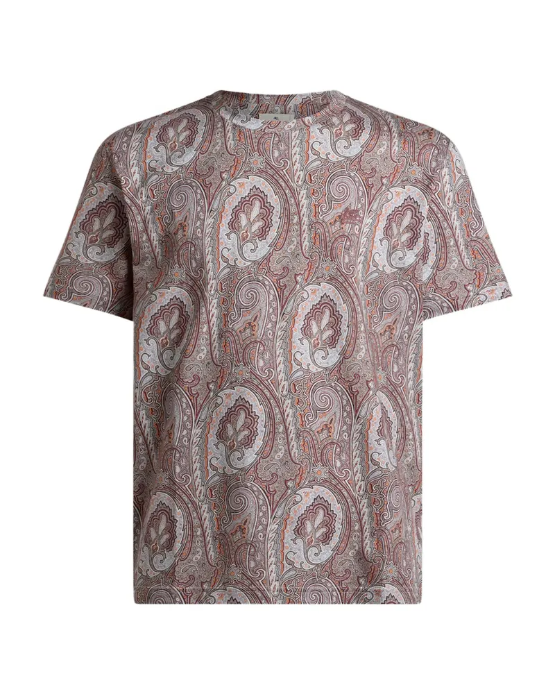 Etro Floral Paisley Cotton T-shirt Brown