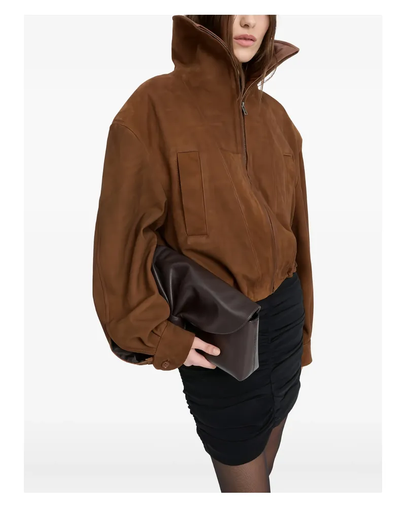 ROTATE Birger Christensen Suede Jacket Brown