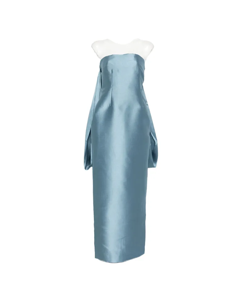 Solace London Dandridge Strapless Oversized-bow Maxi Dress Blue