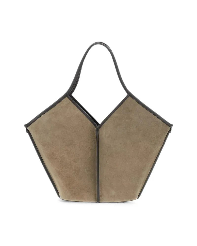 HEREU Calella Distressed-finish Geometric-handle Shoulder Bag Neutrals