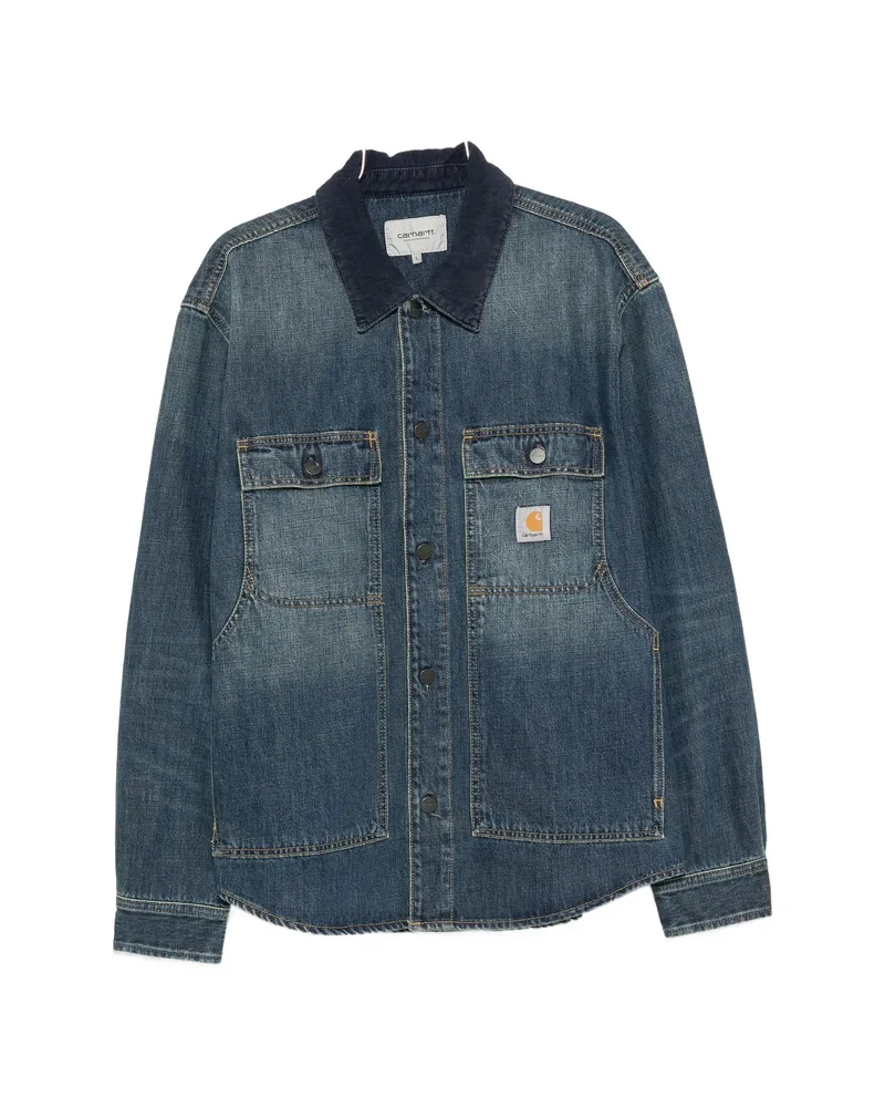 Carhartt WIP Logo-patch Button-down Jacket Blue