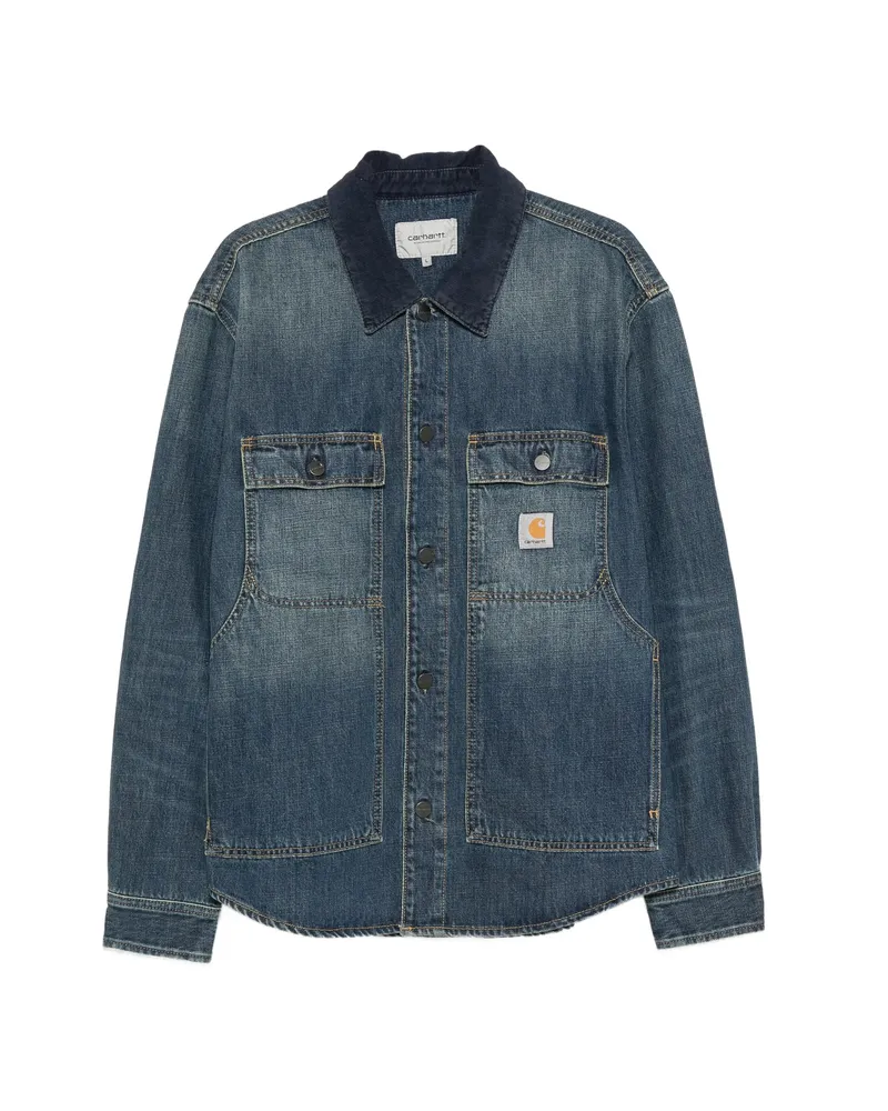 Carhartt WIP Logo-patch Button-down Jacket Blue