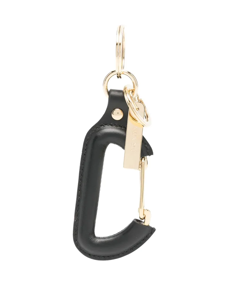 Prada Logo-engraved Ring Keychain Black