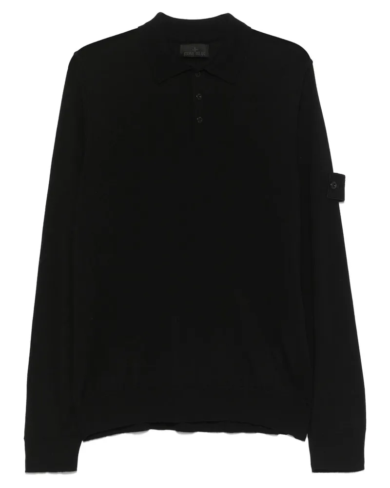 Stone Island Compass-badge Polo Sweater Black