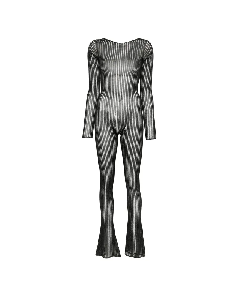 Dondup Ribbed-knit Open-back Jumpsuit Black