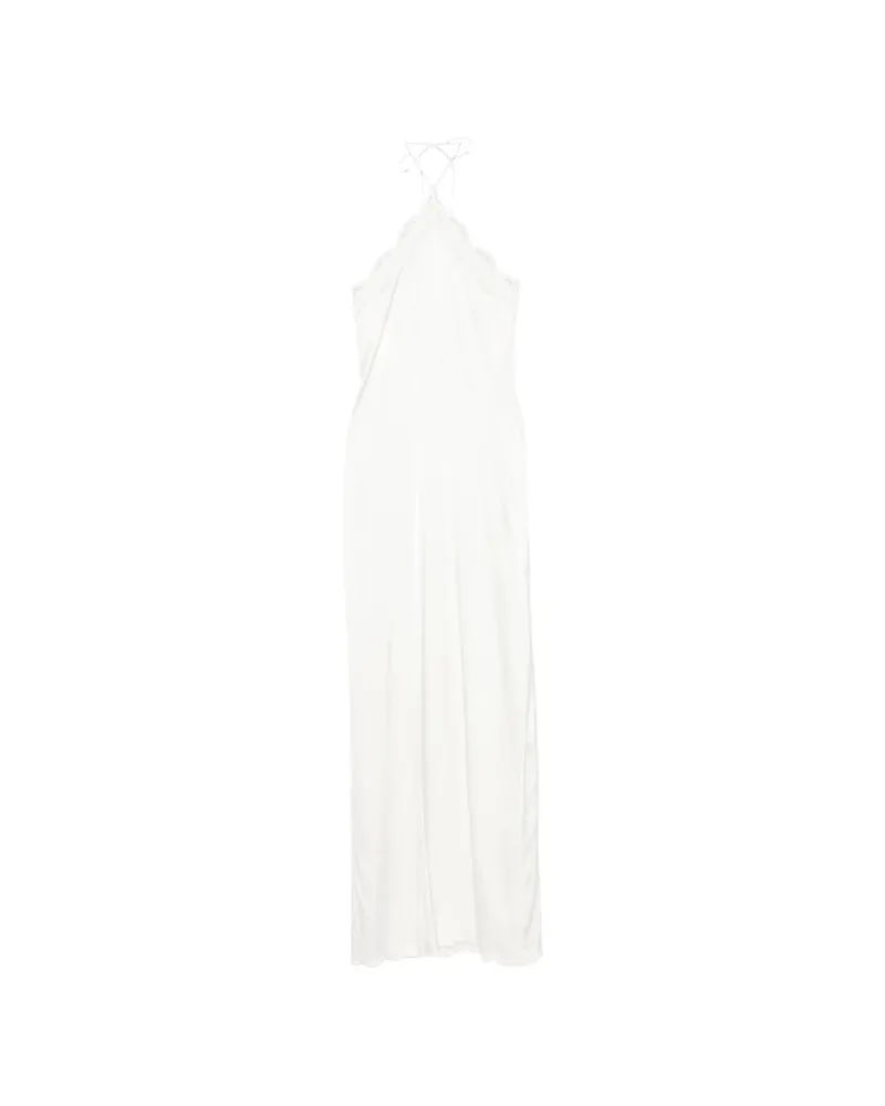 Oséree Lace-trim Halterneck Maxi Dress White