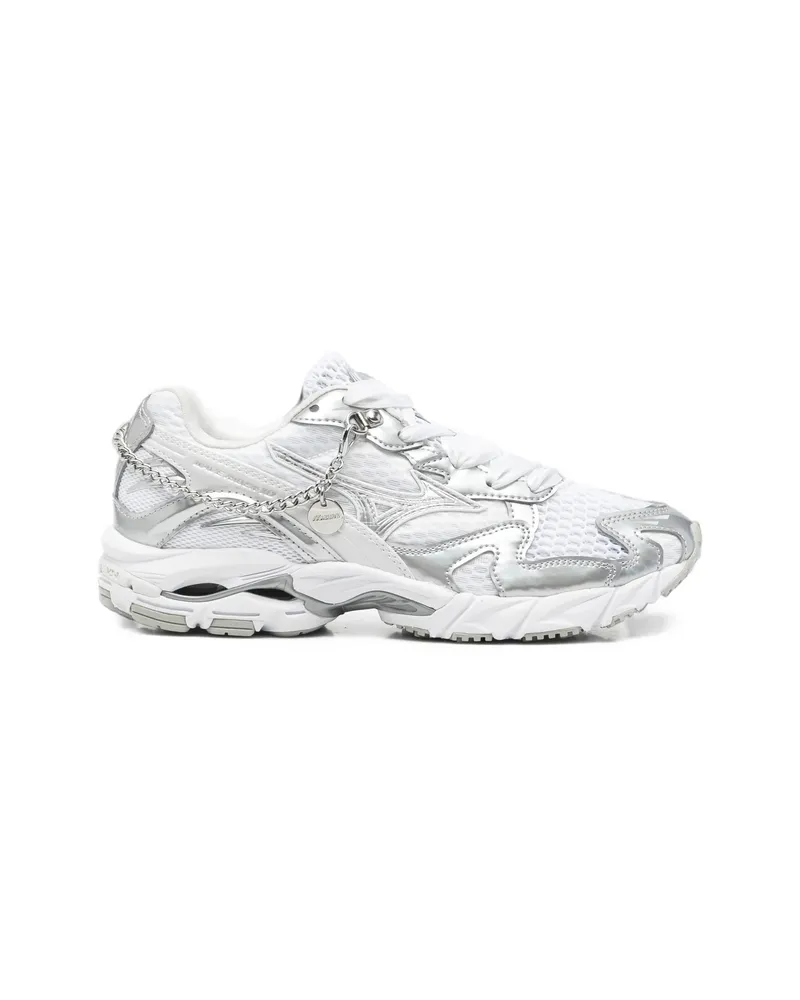 Mizuno Wave Rider Chain-link Metallic-effect Sneakers White