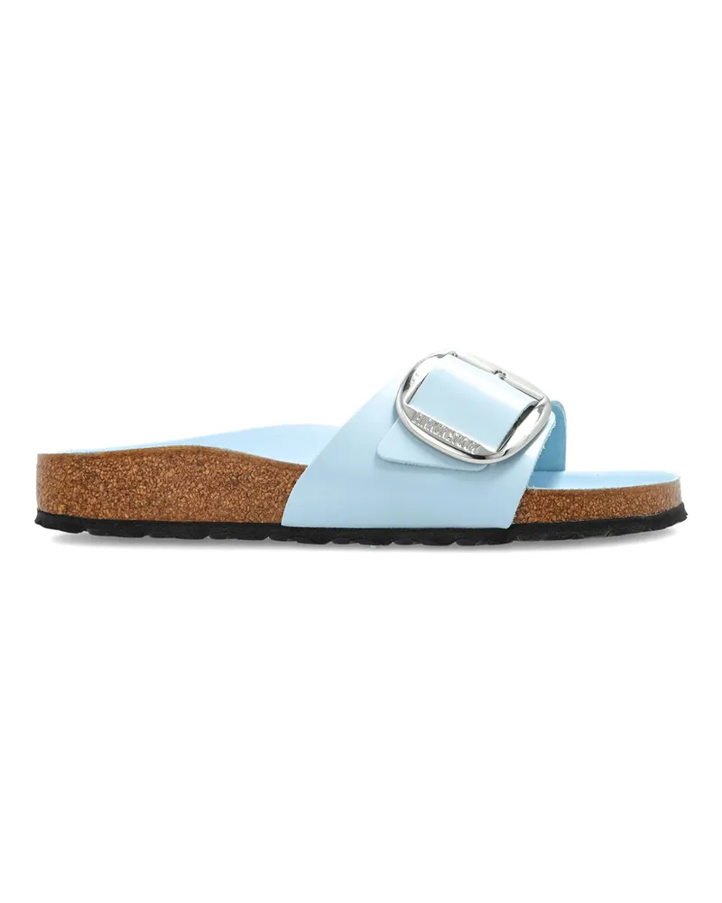 Birkenstock Buckle Patent Leather Flat Sandals Blue