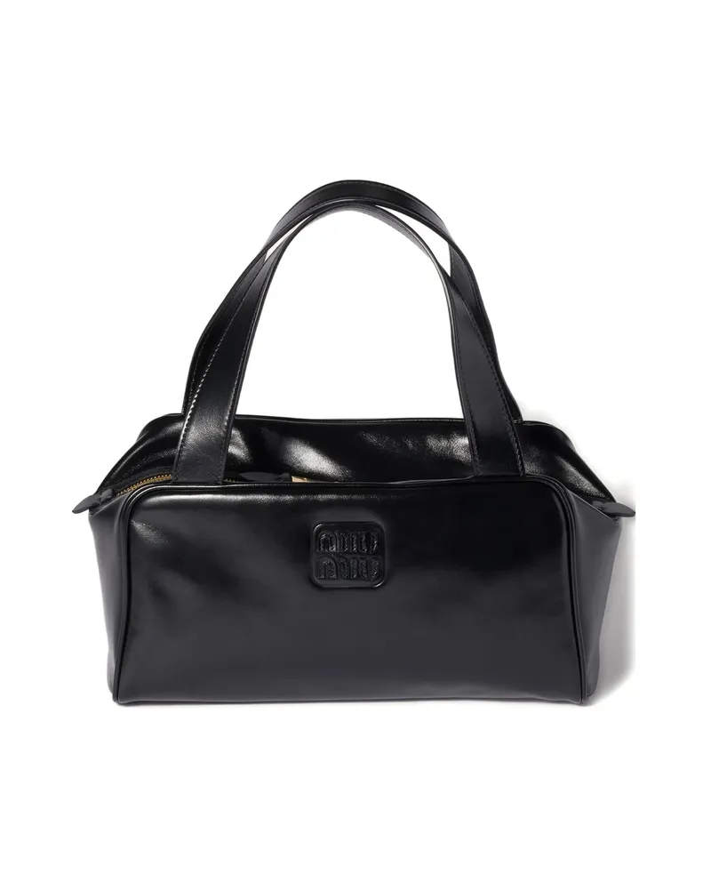 Miu Miu Leather Zipped Shoulder Bag Black