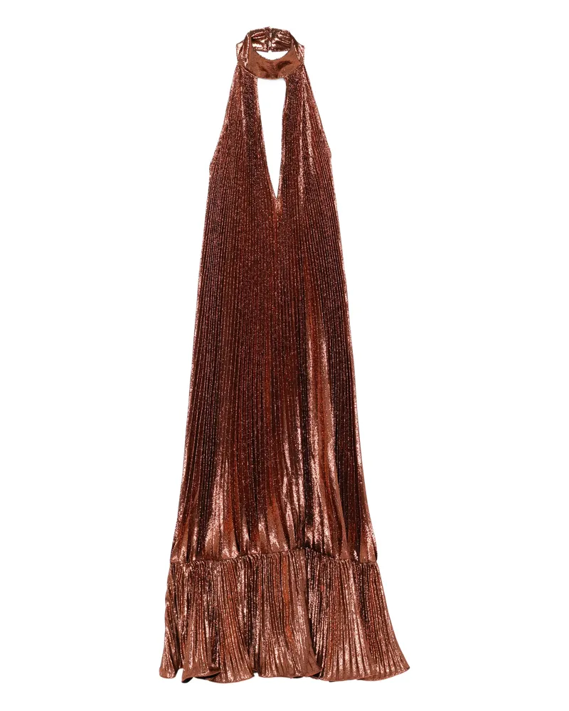 L'IDEE Pleated Maxi Dress Brown