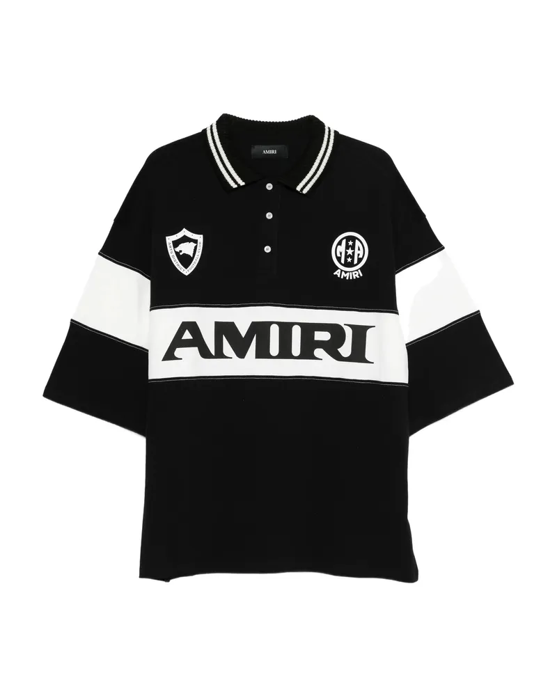 Amiri Stripe-detail Logo Polo Shirt Black