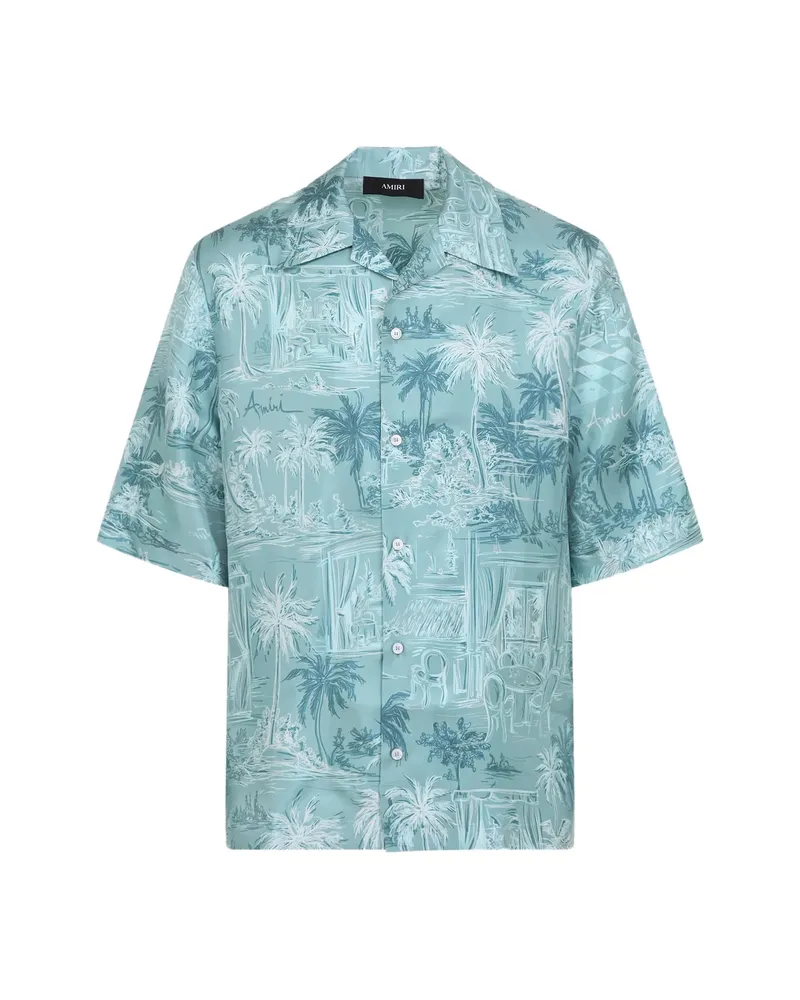 Amiri Printed Silk Shirt Blue