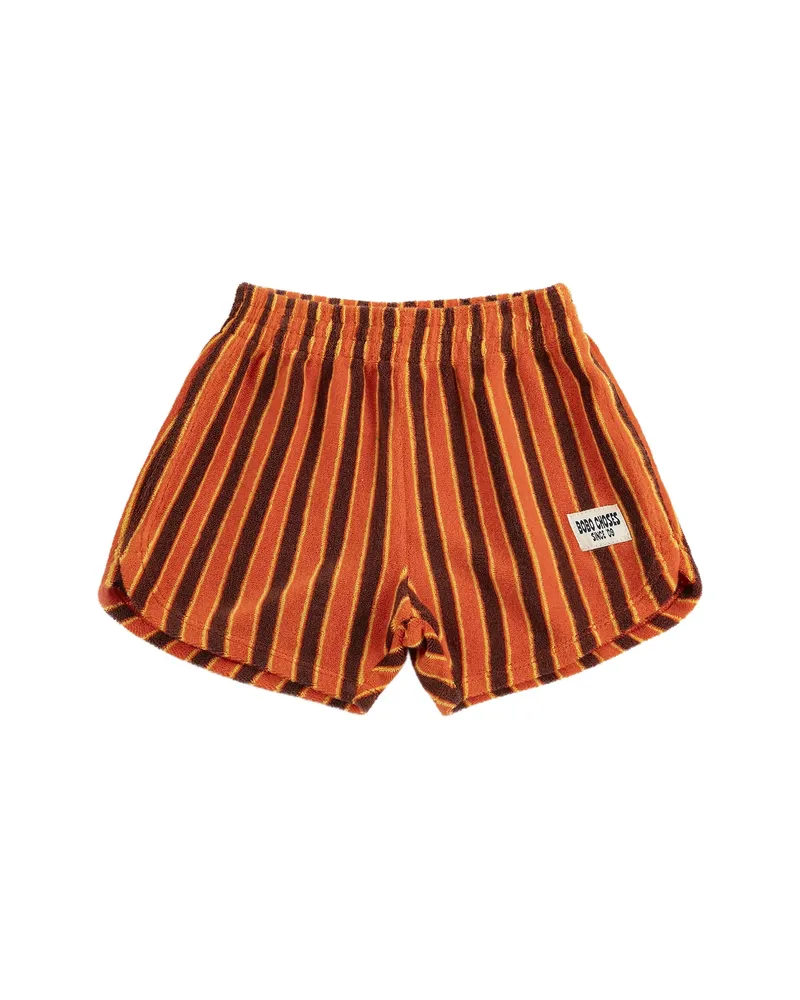 BOBO CHOSES Striped Brick Terry Shorts Orange