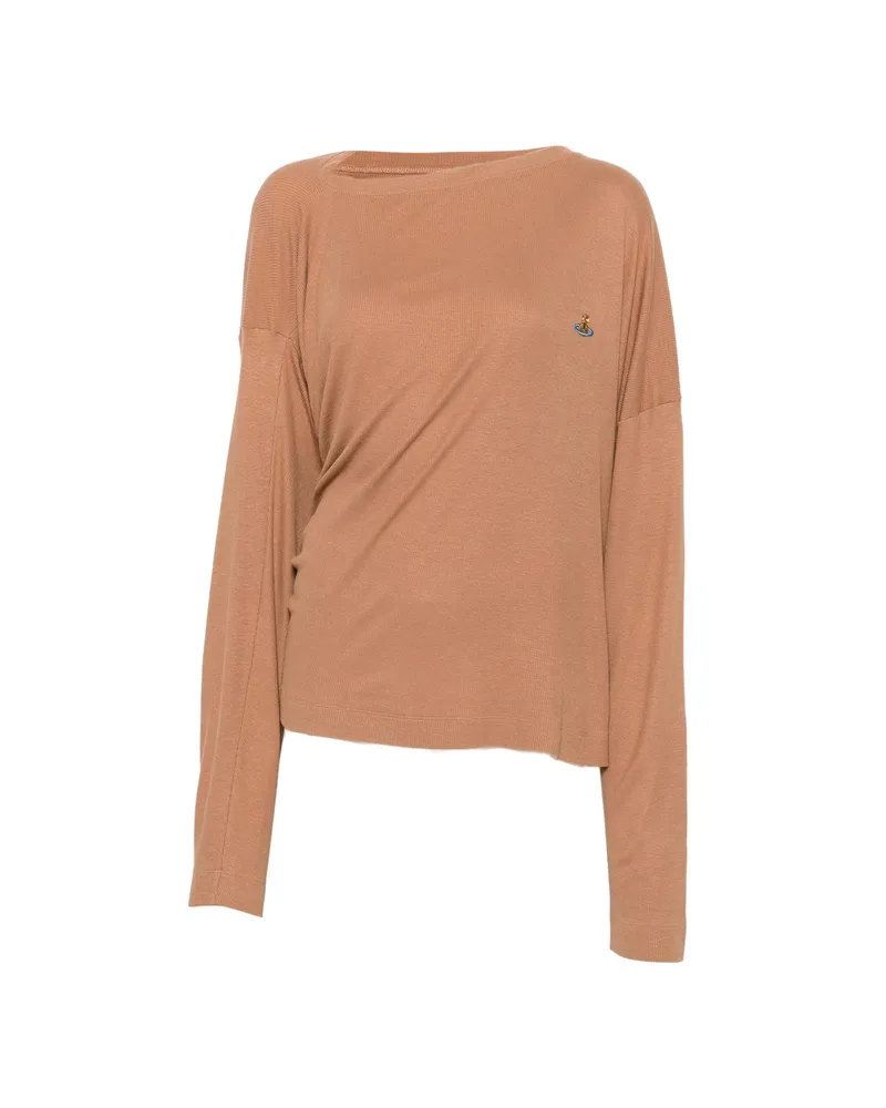 Vivienne Westwood Orb-embroidered Long-sleeve T-shirt Brown