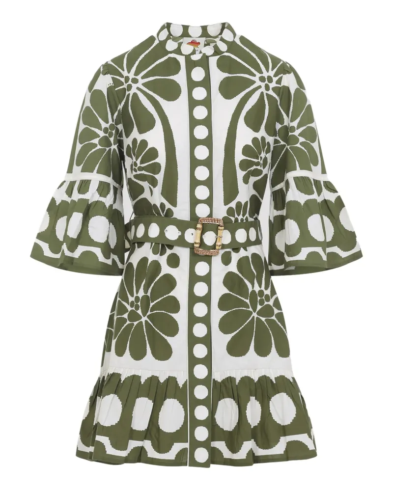 FARM Rio Floral Belted Dress Green