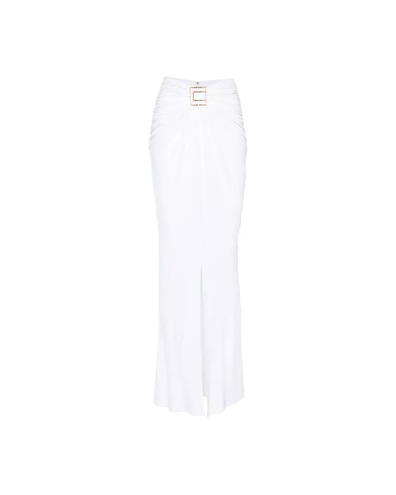 Elisabetta Franchi Logo-plaque Ruched Maxi Skirt White