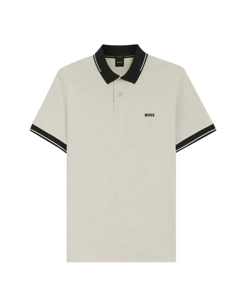 HUGO BOSS Contrast-trim Slim-fit Polo Shirt Neutrals