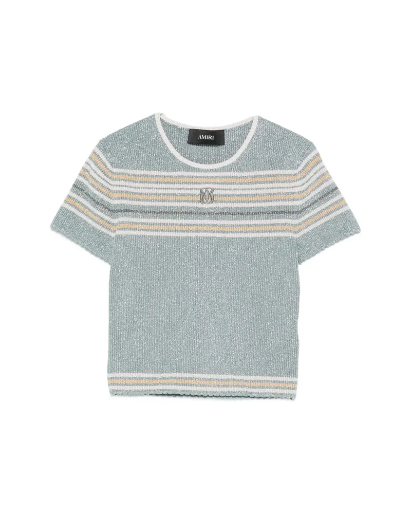 Amiri Logo-embroidered Striped Top Blue