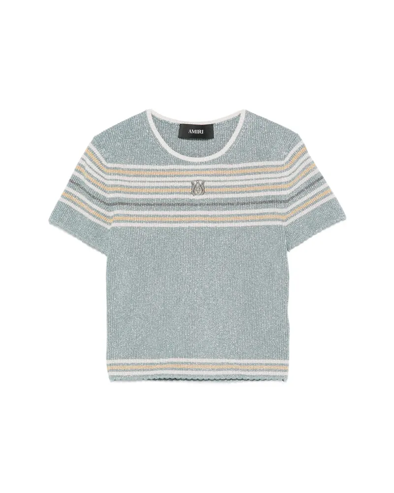 Amiri Logo-embroidered Striped Top Blue