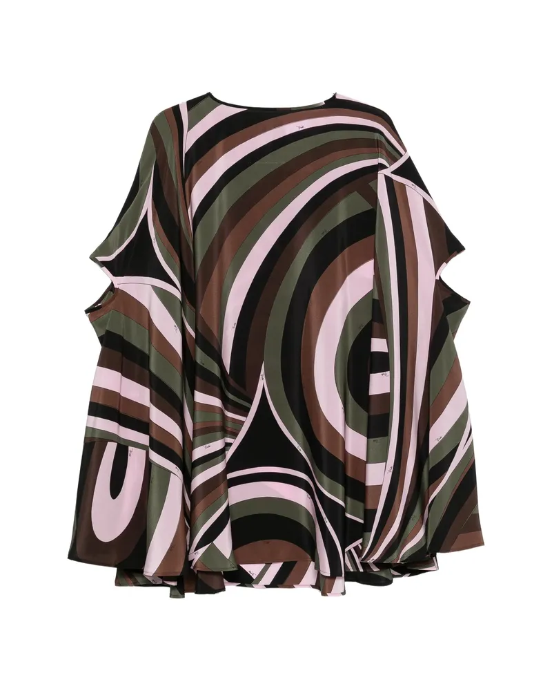 Emilio Pucci Iride-print Crepe De Chine Kaftan Brown