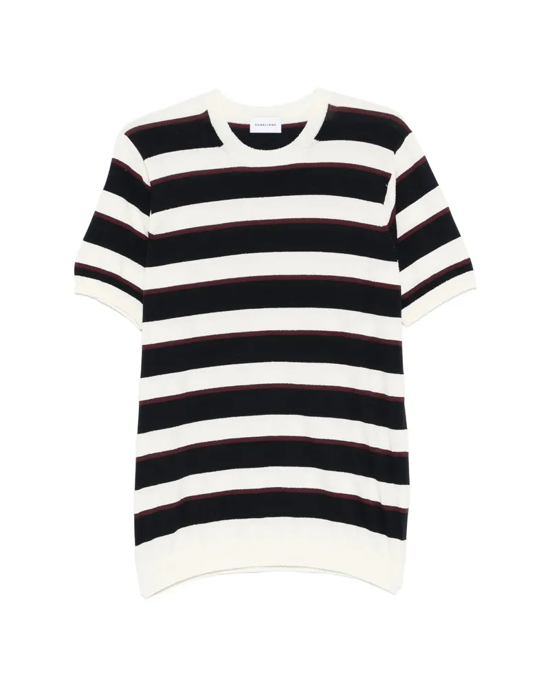 Scaglione Striped-patterb Crew-neck T-shirt Neutrals
